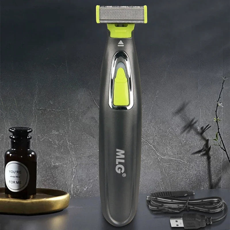 NOUVEAU RICHE Elektrischer Bodygroomer für Männer & Frauen – USB-aufladbarer T-Klingen Trimmer für Gesicht & Körper mit 3 Aufsteckkämmen