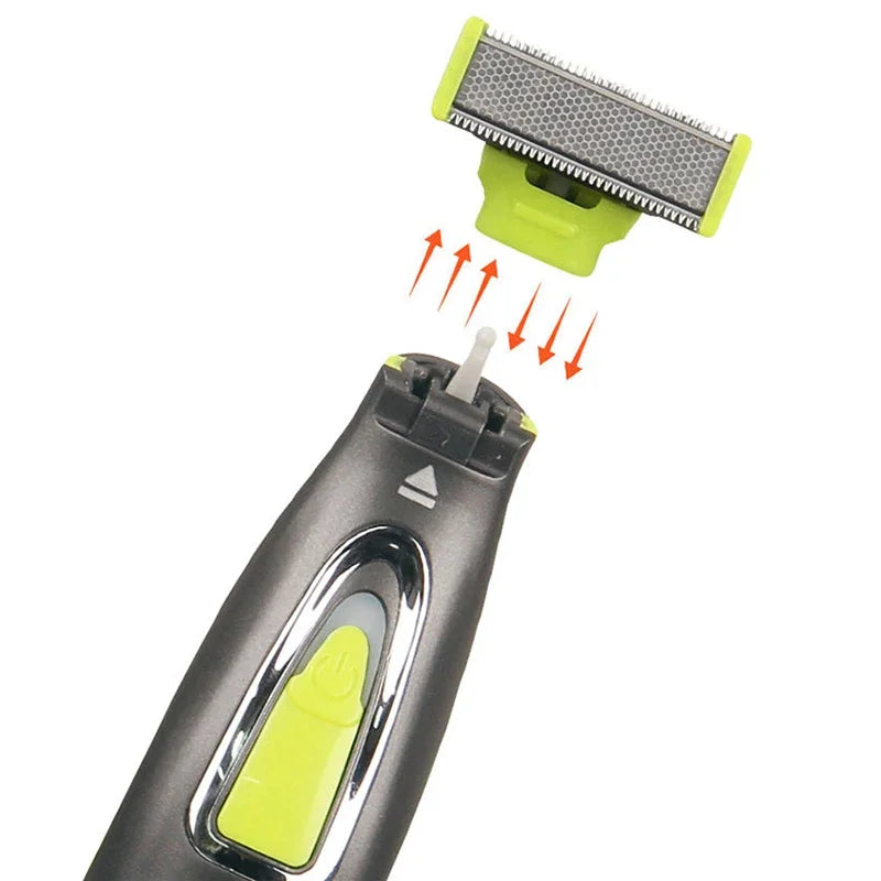 NOUVEAU RICHE Elektrischer Bodygroomer für Männer & Frauen – USB-aufladbarer T-Klingen Trimmer für Gesicht & Körper mit 3 Aufsteckkämmen