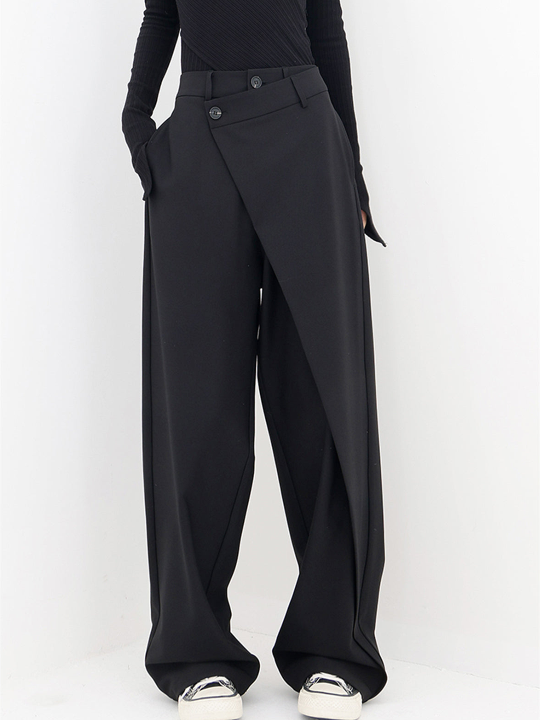 NOUVEAU RICHE Hose Mit Hoher Taille Und Weitem Bein Für Alltag Und Büro Schwarz