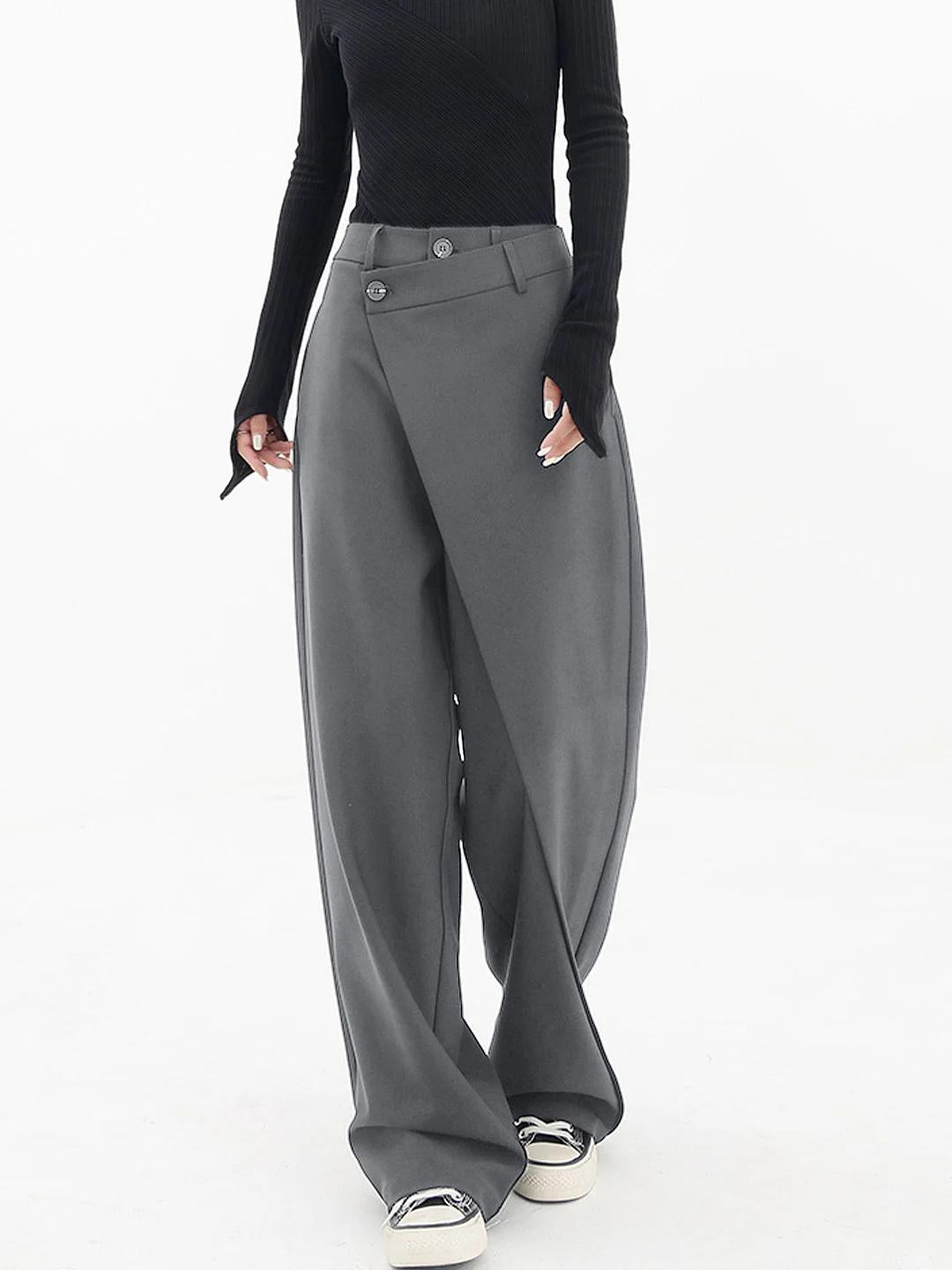 NOUVEAU RICHE Hose Mit Hoher Taille Und Weitem Bein Für Alltag Und Büro Grau
