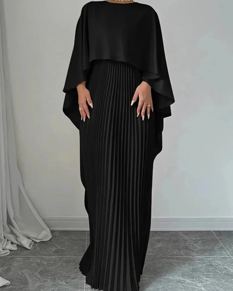NOUVEAU RICHE Damen Abendkleid – Hoher Kragen & Elegante Faltenstruktur Schwarz