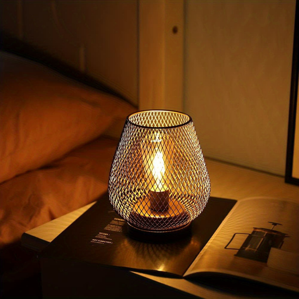 NOUVEAU RICHE Kabellose Akku Tischlampe aus Metallgeflecht – LED Stimmungslicht Warmweiss, dimmbar, für innen und aussen