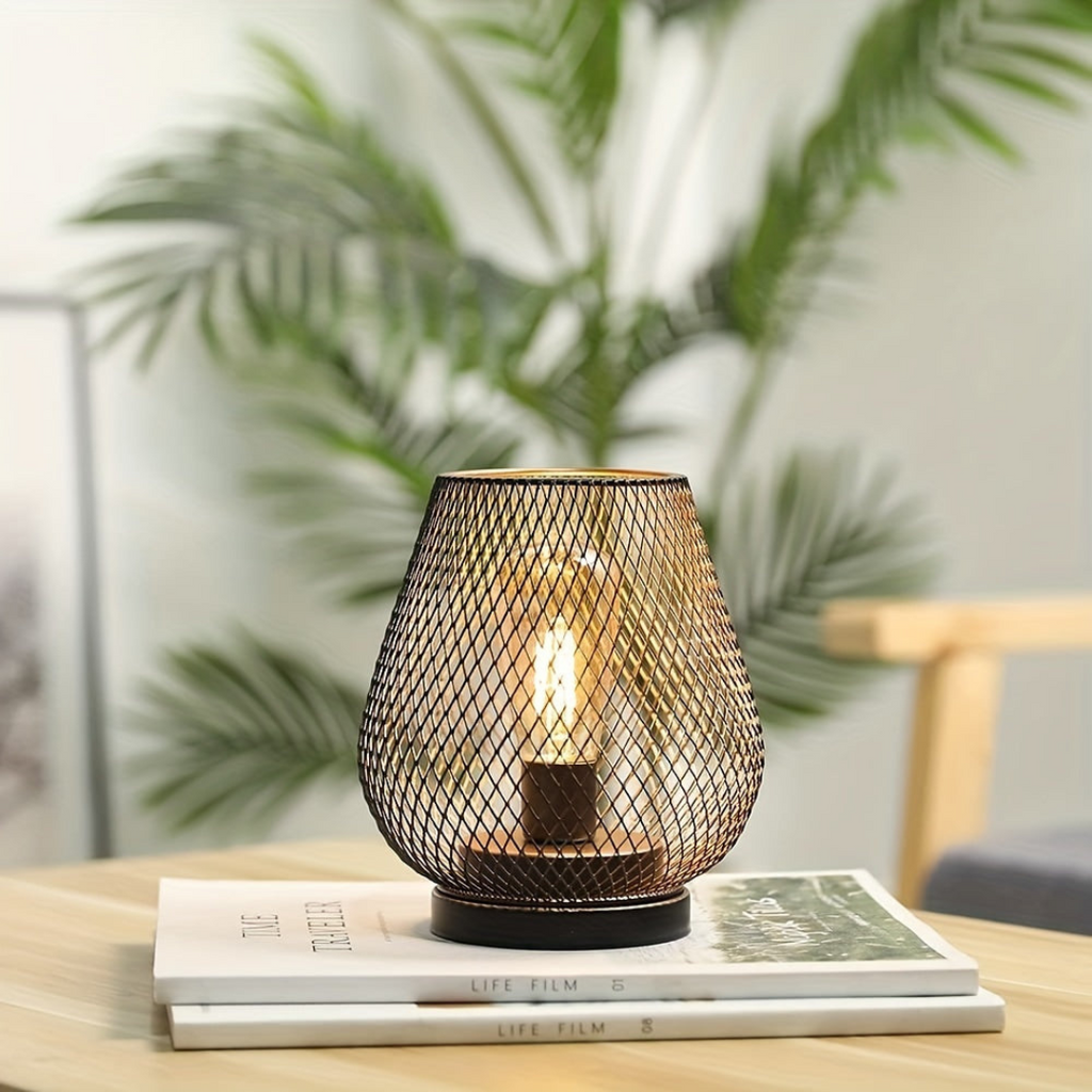 NOUVEAU RICHE Kabellose Akku Tischlampe aus Metallgeflecht – LED Stimmungslicht Warmweiss, dimmbar, für innen und aussen