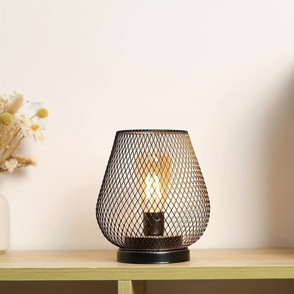 NOUVEAU RICHE Kabellose Akku Tischlampe aus Metallgeflecht – LED Stimmungslicht Warmweiss, dimmbar, für innen und aussen