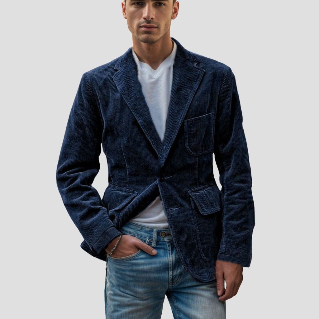 NOUVEAU RICHE Cordjacke Mit Drei Taschen Taillierter Schnitt Weicher Cord Blau