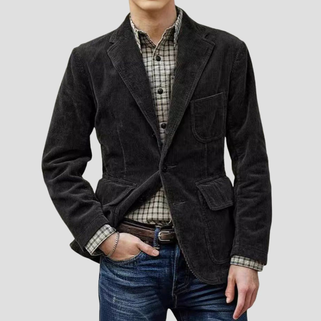 NOUVEAU RICHE Cordjacke Mit Drei Taschen Taillierter Schnitt Weicher Cord Dunkelgrau