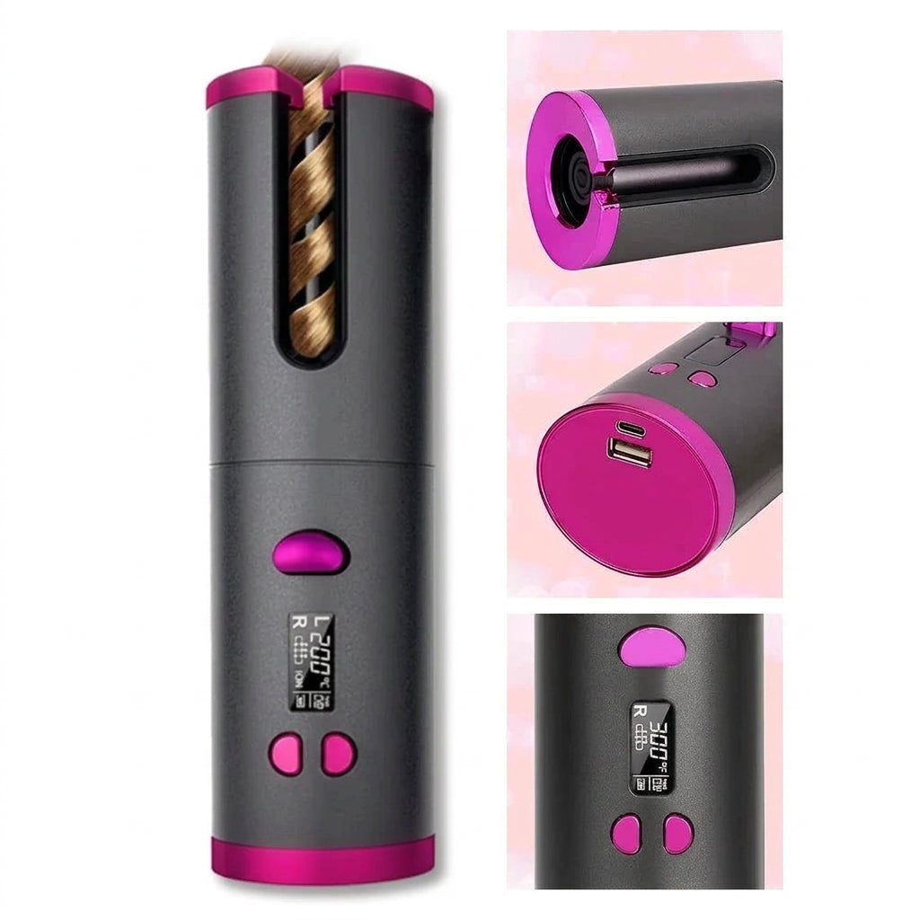 NOUVEAU RICHE Kabelloser Automatischer Lockenstab – Akku-Lockenstab mit Keramik, 60 Min. Laufzeit, USB-Aufladung, reisetauglich, 3 Farben