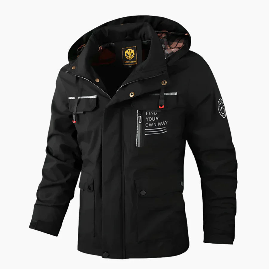 NOUVEAU RICHE Wind- und wasserdichte Herrenjacke für Frühling und Herbst Schwarz