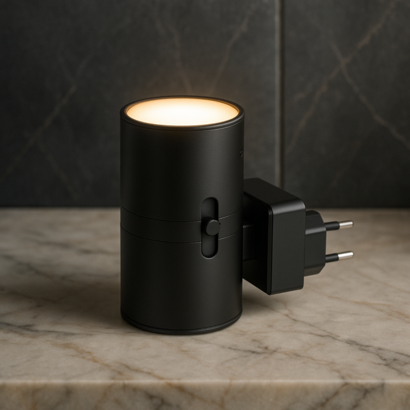 NOUVEAU RICHE LED Steckdosenleuchte – Dimmbares Nachtlicht mit Tag/Nacht-Sensor, 10W Warmlicht, für Schlafzimmer & Flur, Schwarz oder Weiss
