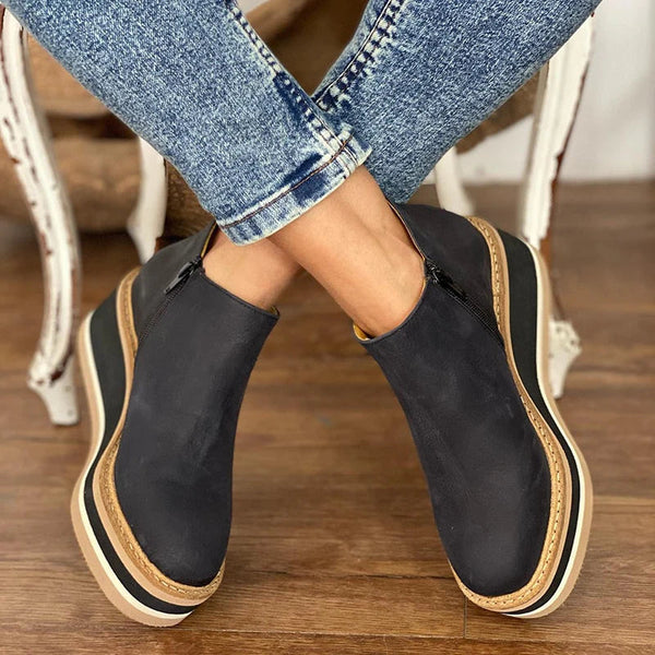 NOUVEAU RICHE Elegante Wasserdichte Stiefel Schlanke Silhouette Seitlicher Reißverschluss Blau