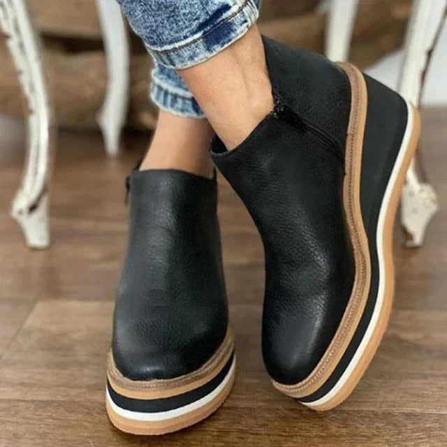 NOUVEAU RICHE Elegante Wasserdichte Stiefel Schlanke Silhouette Seitlicher Reißverschluss Schwarz