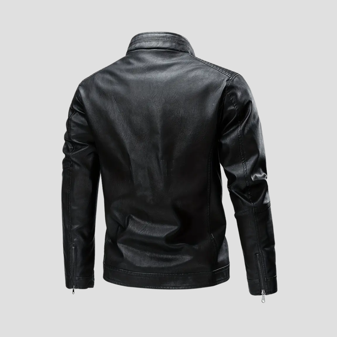 NOUVEAU RICHE Bikerjacke Kunstleder Vintage Details Schlanke Passform