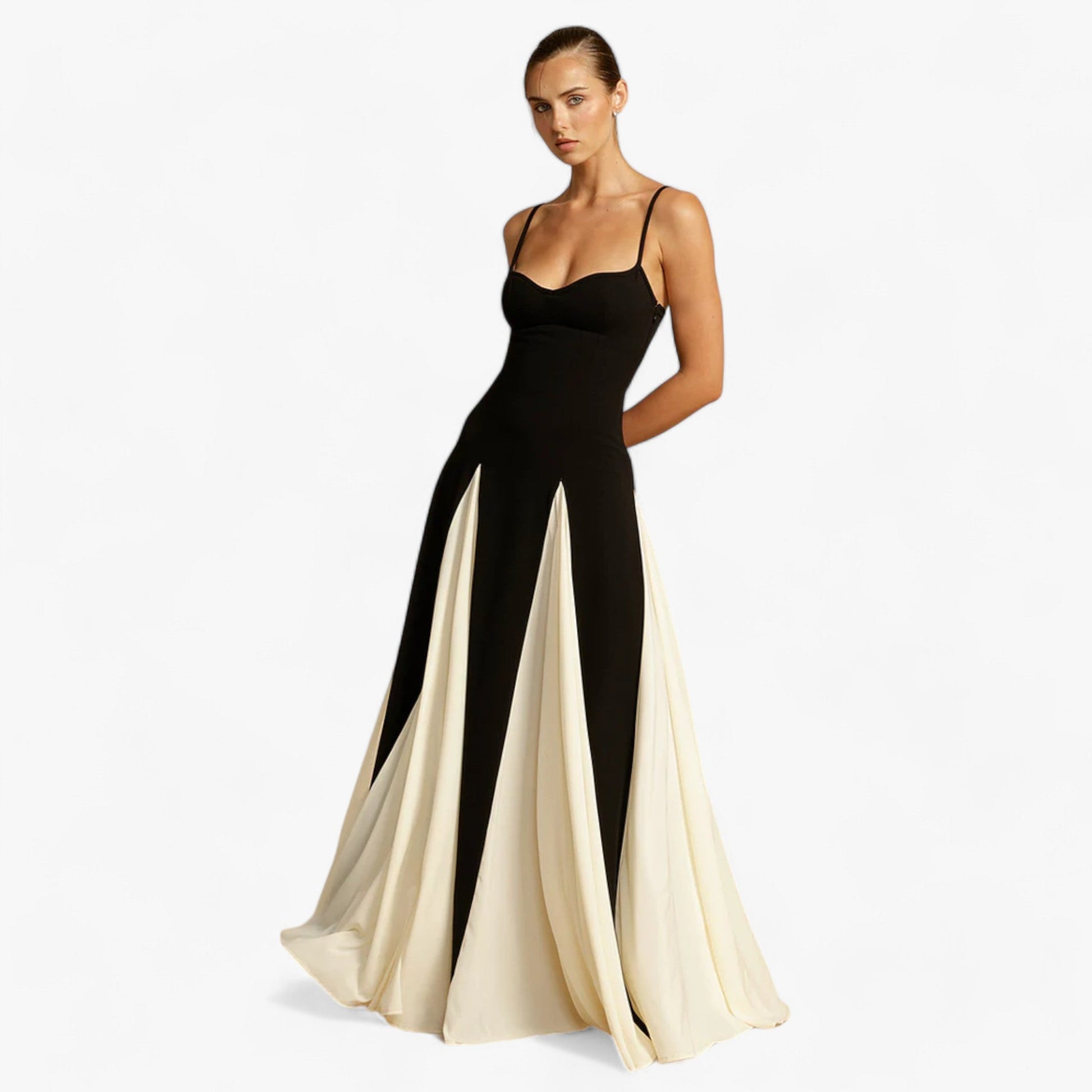 NOUVEAU RICHE Lyvanta | Damen-Maxi-Festkleid – Herzförmiger Ausschnitt & elegante Spaghettiträger