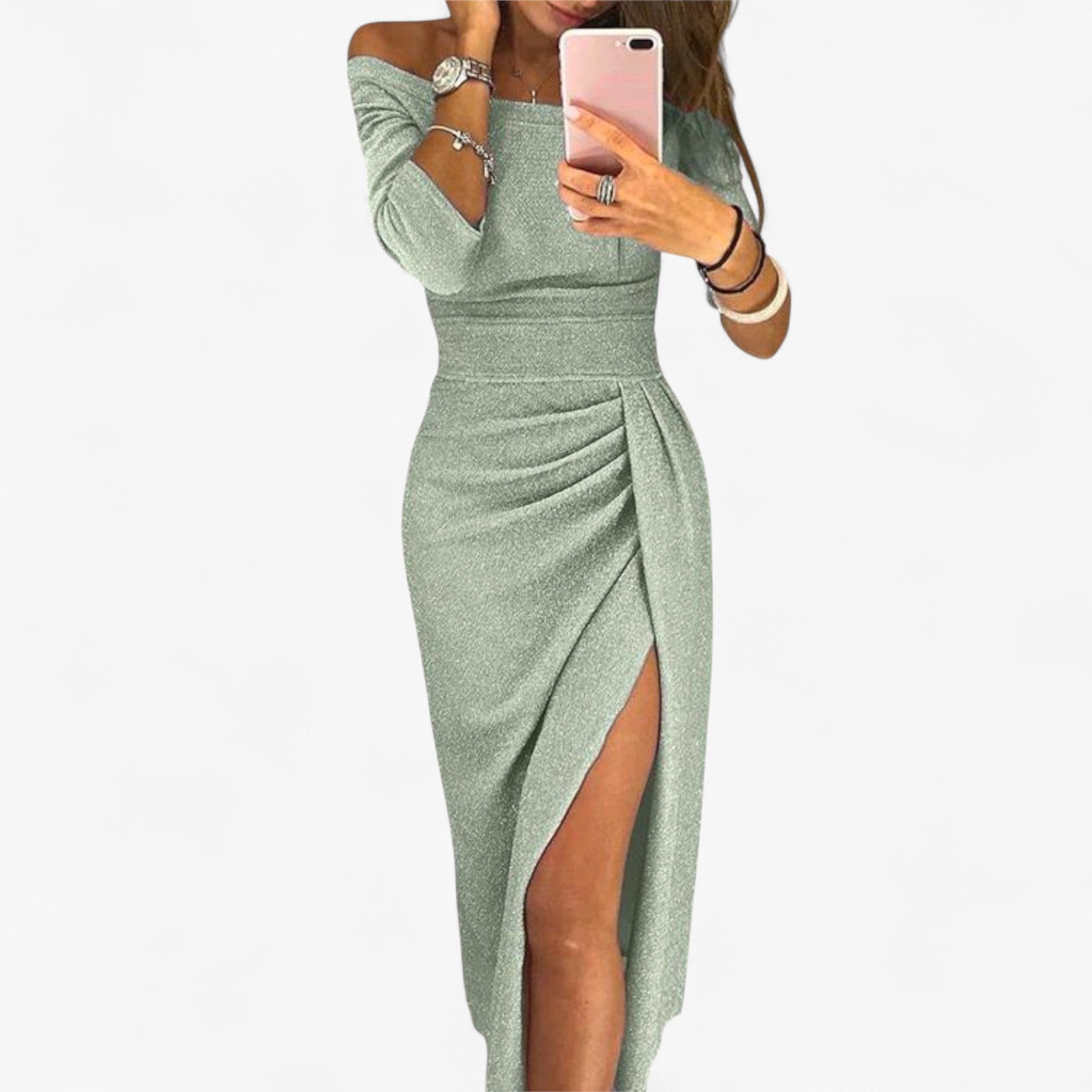 NOUVEAU RICHE Lyvanto | Elegantes Damenkleid – Schulterfrei & raffiniertes Design