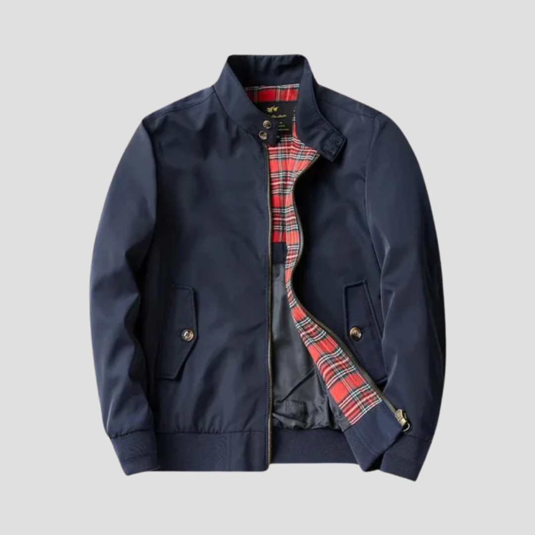 NOUVEAU RICHE Heritage-Jacke Leichtes Gewebe Atmungsaktiv Gerader Schnitt Marineblau