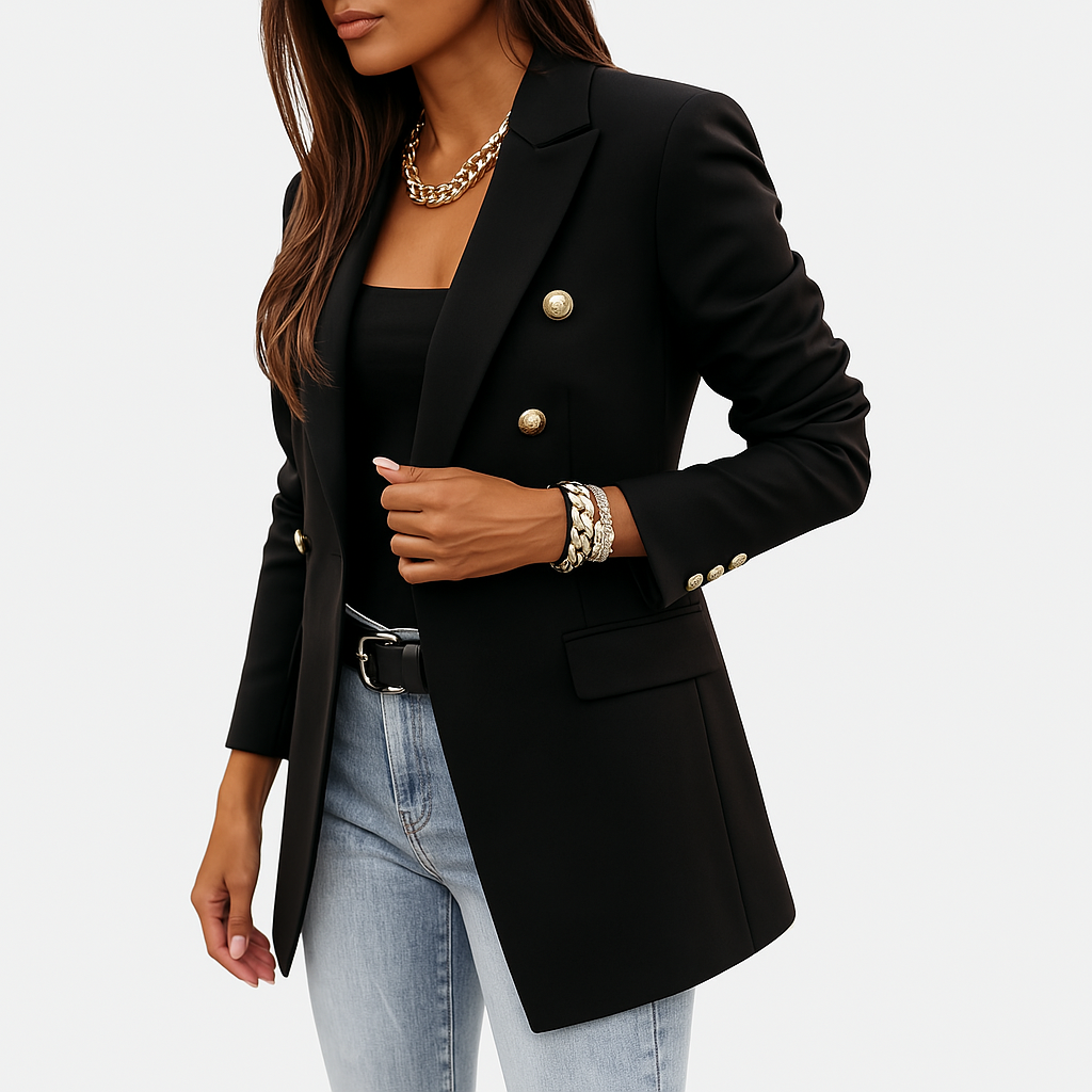 NOUVEAU RICHE Eleganter Blazer Für Frauen Aus Polyester Mit Zeitlosem Design Für Alltag Und Abendveranstaltungen Schwarz