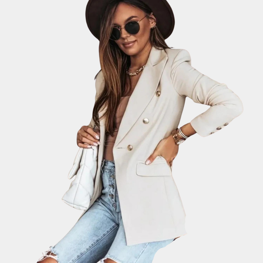 NOUVEAU RICHE Eleganter Blazer Für Frauen Aus Polyester Mit Zeitlosem Design Für Alltag Und Abendveranstaltungen Hellgrau