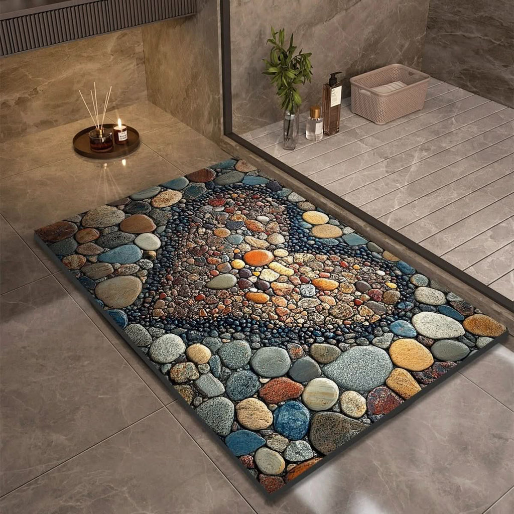 NOUVEAU RICHE Diatomit Badematte mit rutschfester Gummiunterseite – Schnelltrocknender Badvorleger, 17 Designs, 40x60 bis 60x90 cm Design 15