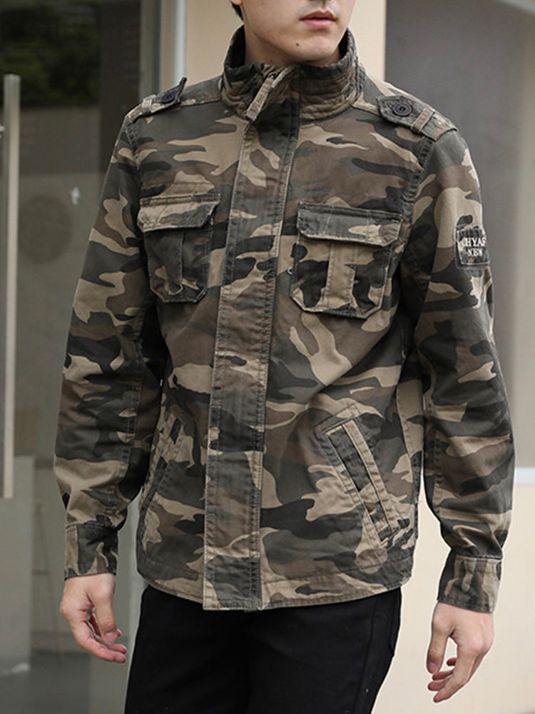 NOUVEAU RICHE Arbeitsjacke im Militärstil aus 100 Prozent Baumwolle mit Schmaler Passform und Zwei Brusttaschen für Herren