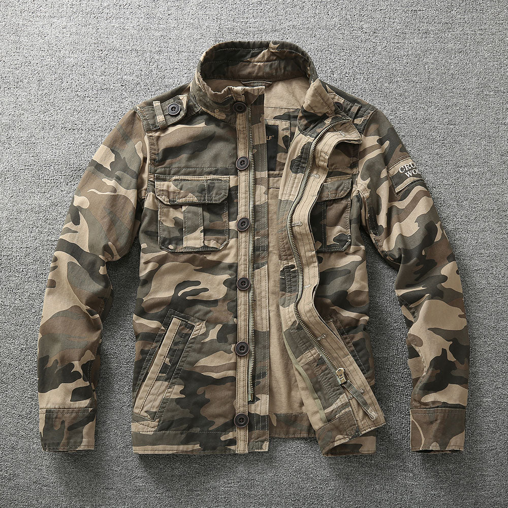 NOUVEAU RICHE Arbeitsjacke im Militärstil aus 100 Prozent Baumwolle mit Schmaler Passform und Zwei Brusttaschen für Herren