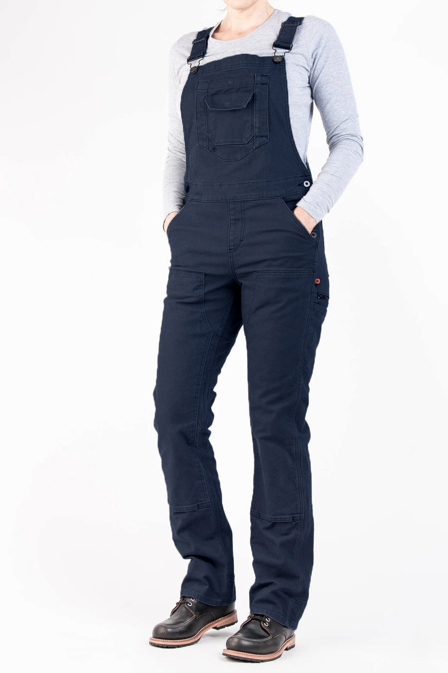 NOUVEAU RICHE Arbeitslatzhose Aus Stretch Canvas Für Damen Mit Verstellbaren Trägern Und Strapazierfähigem Material Für Komfort Bei Harte Arbeit Marineblaues Canvas