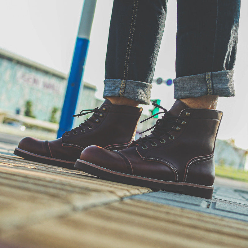 NOUVEAU RICHE Arbeitsstiefel Aus Echtem Rindsleder Für Herren Robuste Und Stilvolle Schnürstiefel Für Arbeit Und Freizeit
