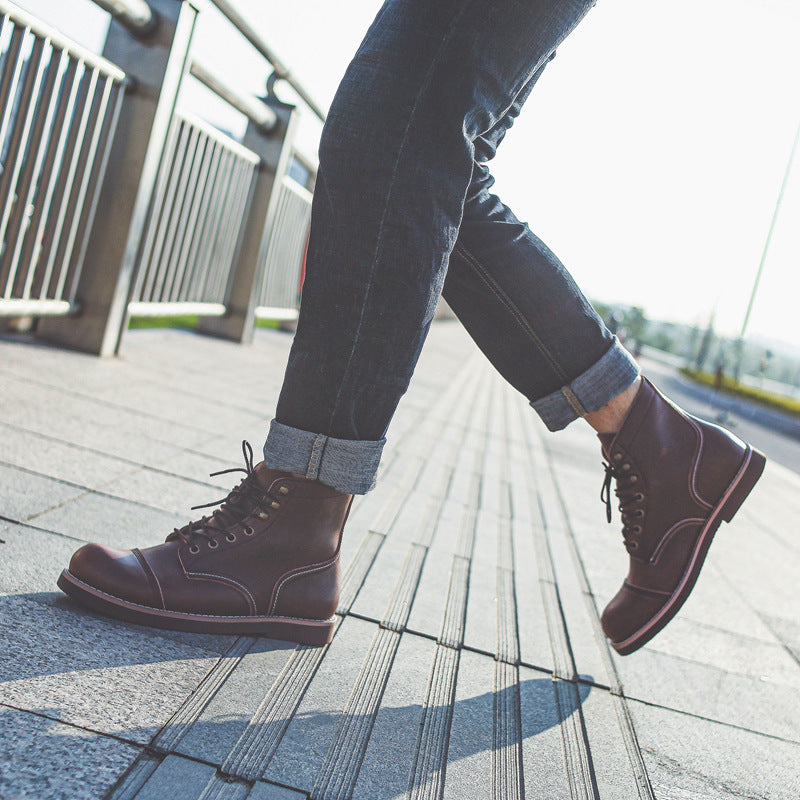 NOUVEAU RICHE Arbeitsstiefel Aus Echtem Rindsleder Für Herren Robuste Und Stilvolle Schnürstiefel Für Arbeit Und Freizeit