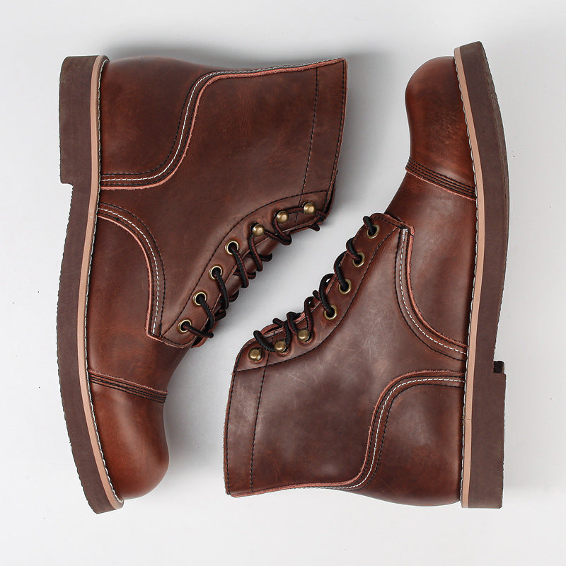 NOUVEAU RICHE Arbeitsstiefel Aus Echtem Rindsleder Für Herren Robuste Und Stilvolle Schnürstiefel Für Arbeit Und Freizeit