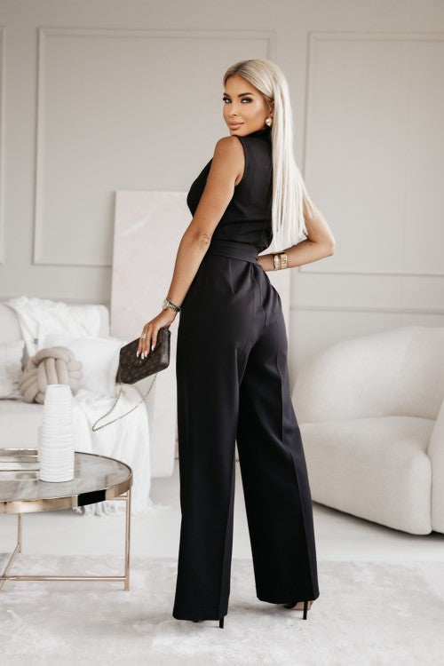 NOUVEAU RICHE Ärmelloser Damen Jumpsuit Mit Tiefem V Ausschnitt Wickel