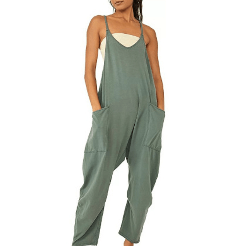 NOUVEAU RICHE Ärmelloser Freizeit-Jumpsuit mit Taschen für Damen in Entspanntem Stil und Atmungsaktivem Material für Bequemen Komfort Grün