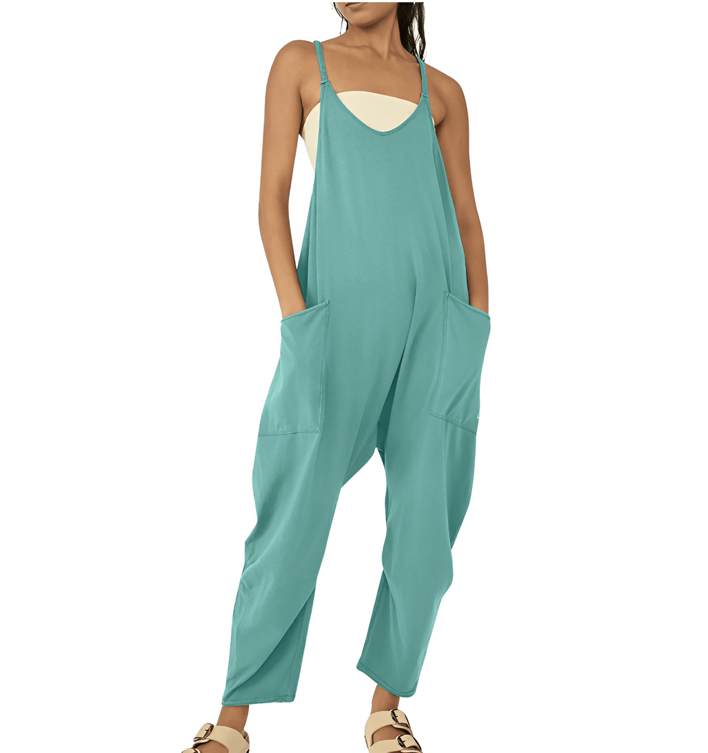 NOUVEAU RICHE Ärmelloser Freizeit-Jumpsuit mit Taschen für Damen in Entspanntem Stil und Atmungsaktivem Material für Bequemen Komfort Hellblau