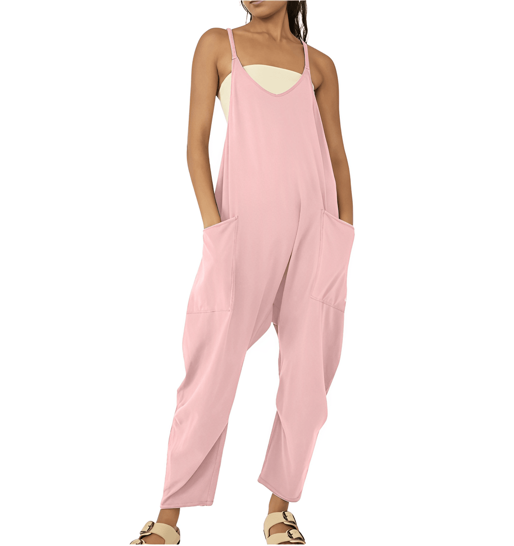 NOUVEAU RICHE Ärmelloser Freizeit-Jumpsuit mit Taschen für Damen in Entspanntem Stil und Atmungsaktivem Material für Bequemen Komfort Rosa