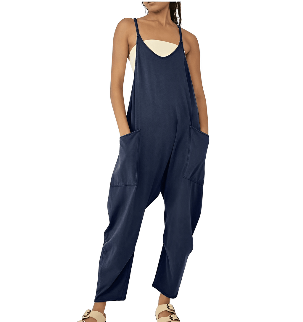 NOUVEAU RICHE Ärmelloser Freizeit-Jumpsuit mit Taschen für Damen in Entspanntem Stil und Atmungsaktivem Material für Bequemen Komfort Dunkelblau