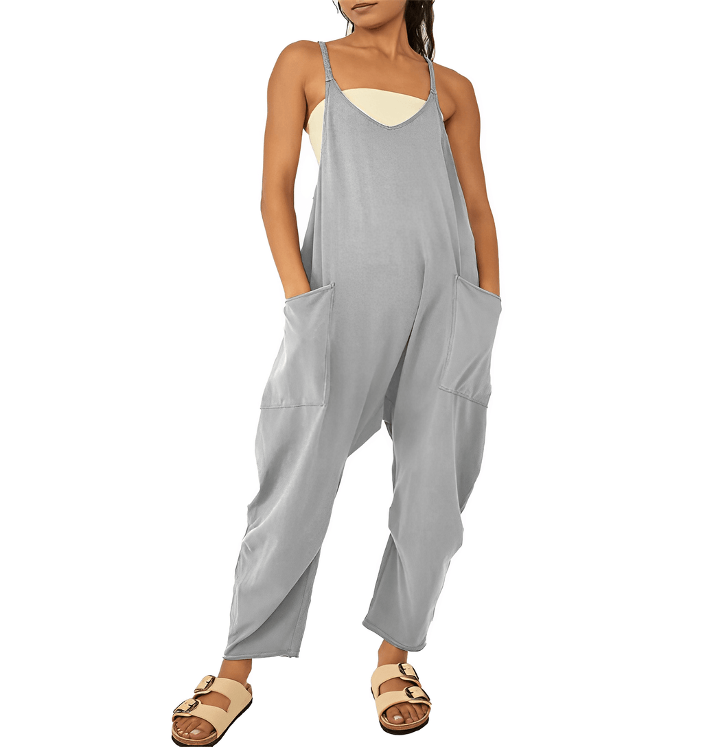 NOUVEAU RICHE Ärmelloser Freizeit-Jumpsuit mit Taschen für Damen in Entspanntem Stil und Atmungsaktivem Material für Bequemen Komfort Grau
