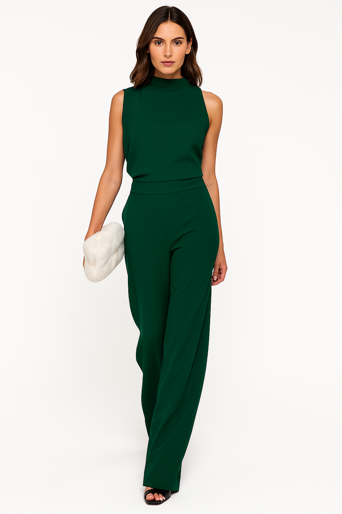 NOUVEAU RICHE Eleganter Ärmelloser Jumpsuit Mit Taillierter Passform Grün