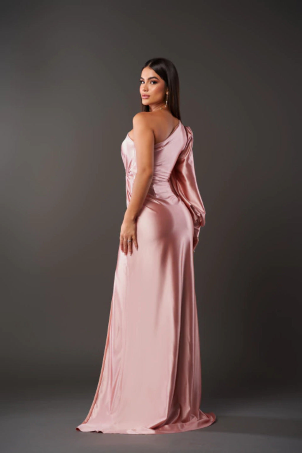 NOUVEAU RICHE Asymmetrisches Satin Abendkleid Mit Drapierung Und Glanz