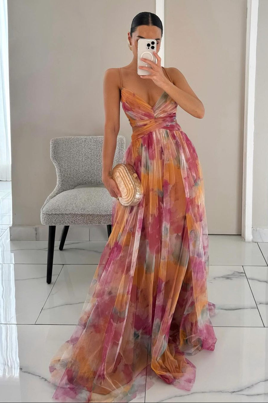 NOUVEAU RICHE Atemberaubendes Maxikleid Mit Silhouette Und Komfort Orange