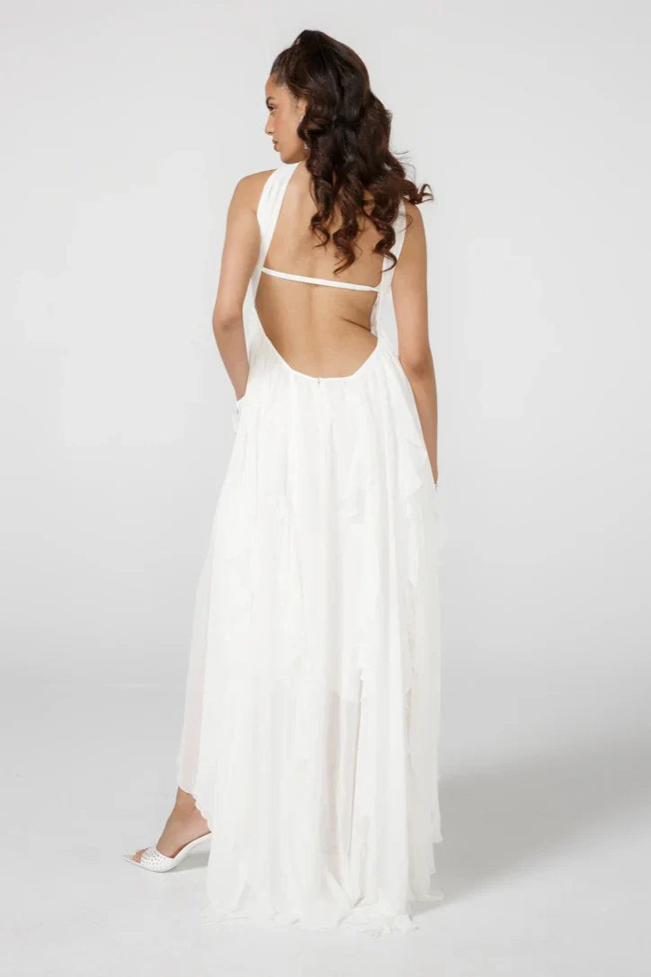 NOUVEAU RICHE Ätherisches Maxikleid mit Neckholder und Rückenfreiem Design für Elegante Anlässe und Besondere Momente