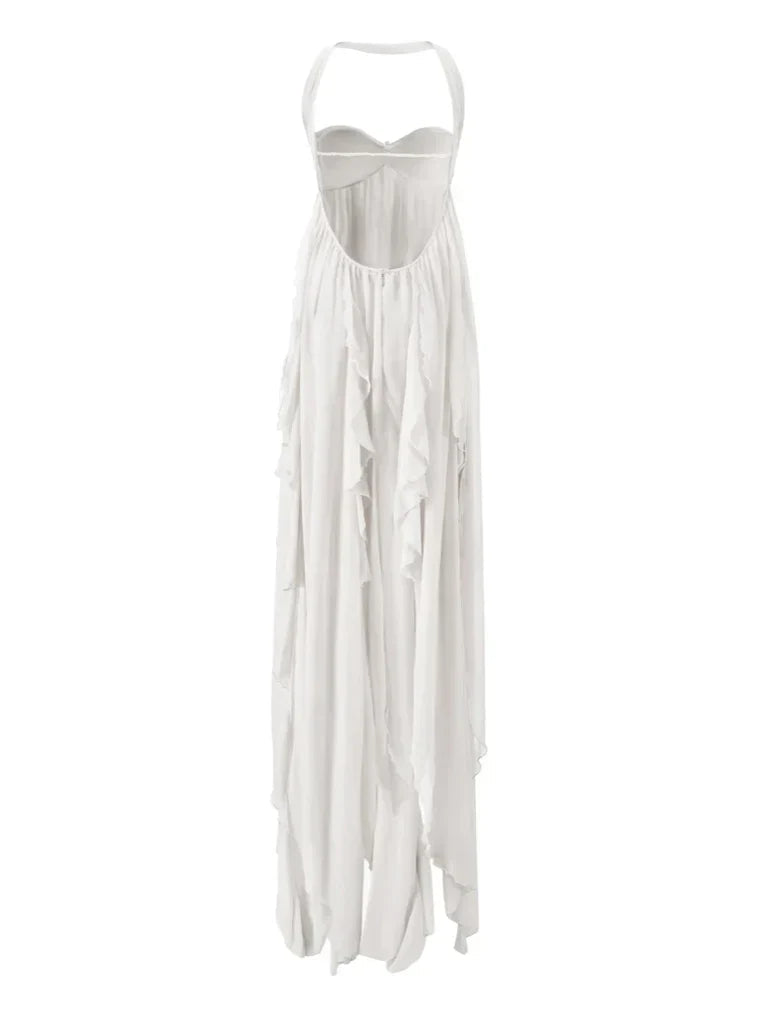 NOUVEAU RICHE Ätherisches Maxikleid mit Neckholder und Rückenfreiem Design für Elegante Anlässe und Besondere Momente