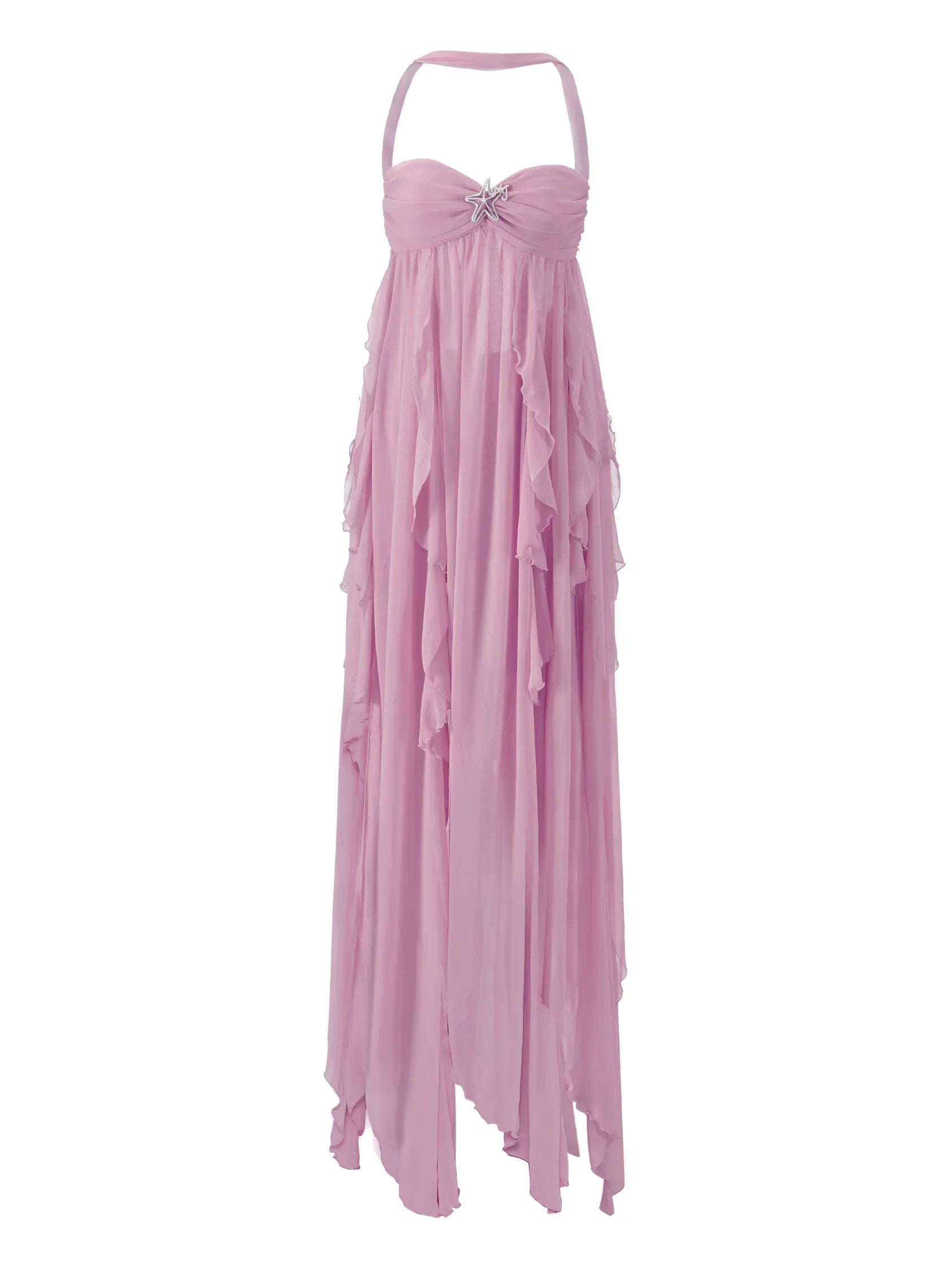 NOUVEAU RICHE Ätherisches Maxikleid mit Neckholder und Rückenfreiem Design für Elegante Anlässe und Besondere Momente