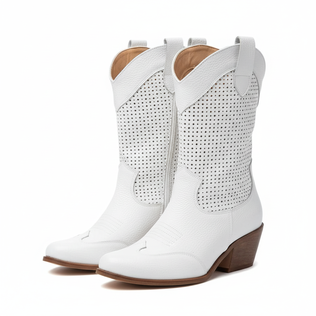 Damen Atmungsaktive Schicke Cowboy-Stiefel mit Reißverschluss