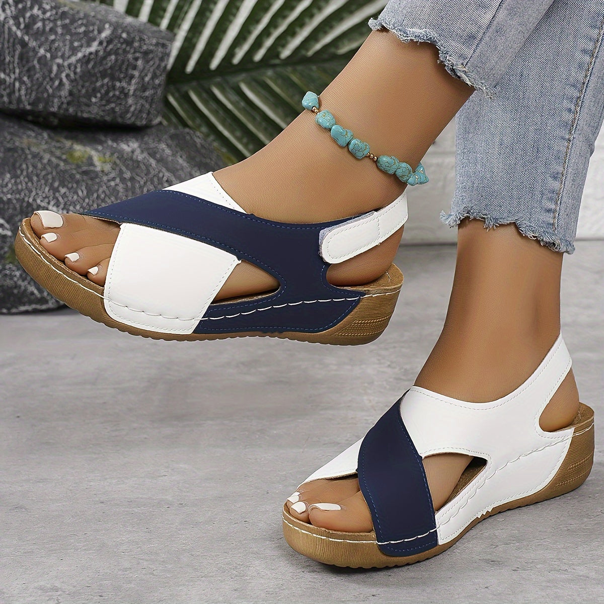NOUVEAU RICHE Atmungsaktive Wandersandalen Damen Komfort Blau