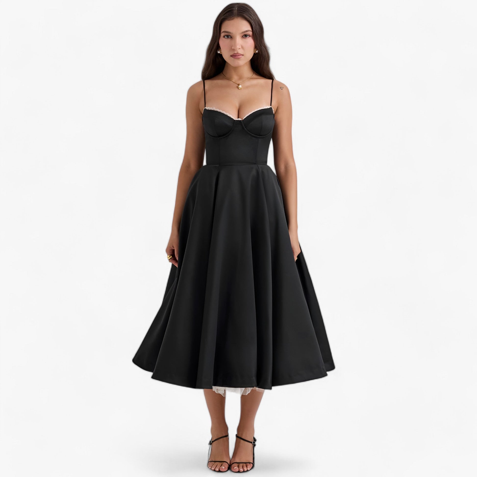 NOUVEAU RICHE Shela | Mademoiselle-Festkleid – Raffinierter Schnitt & stilvolle Details Schwarz