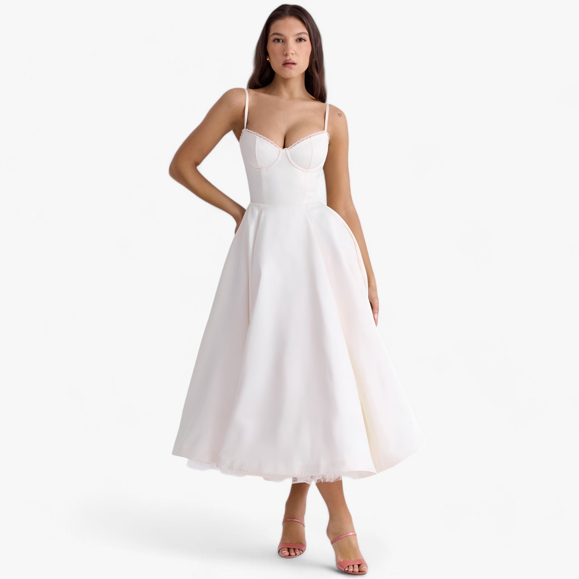 NOUVEAU RICHE Shela | Mademoiselle-Festkleid – Raffinierter Schnitt & stilvolle Details Weiß
