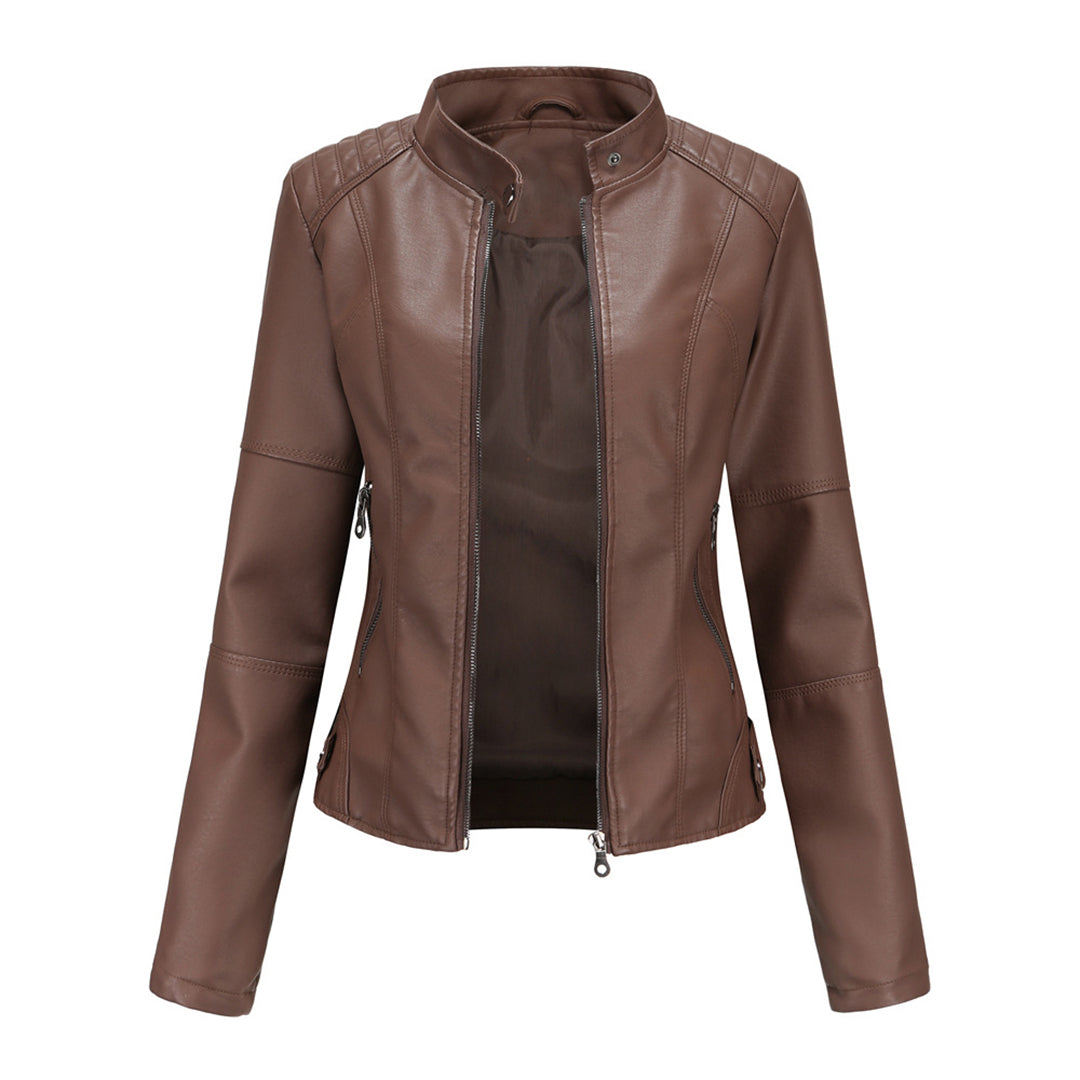 NOUVEAU RICHE Maßgeschneiderte Lederjacke Mit Strukturierter Form Und Stil Dunkelbraun