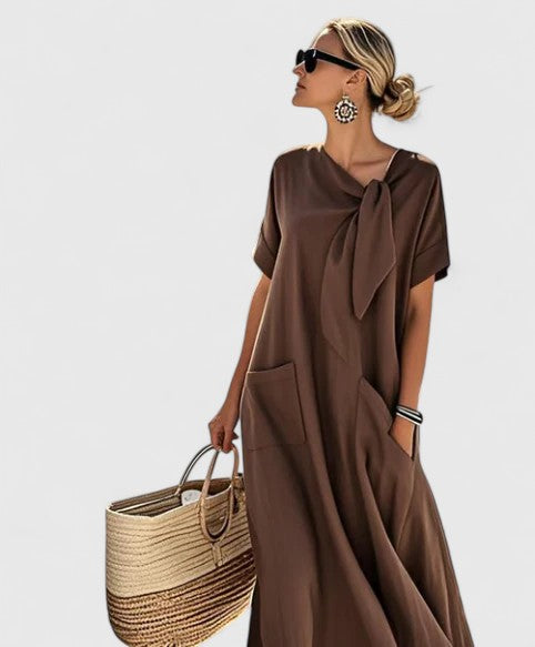 NOUVEAU RICHE Nara | Fließendes und vielseitiges Sommerkleid Braun