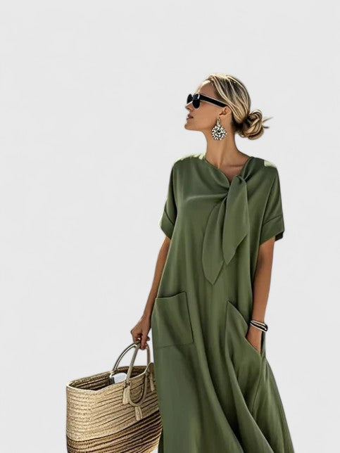 NOUVEAU RICHE Nara | Fließendes und vielseitiges Sommerkleid Olivegrün