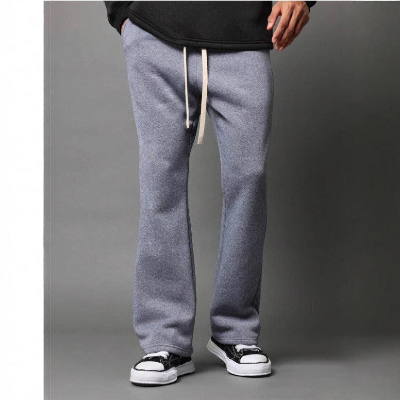 NOUVEAU RICHE Ausgestellte Jogginghose Für Herren Aus Baumwollfleece Mit Lockere Passform Und Kordelzug In Der Taille Volle Länge Dunkelgrau
