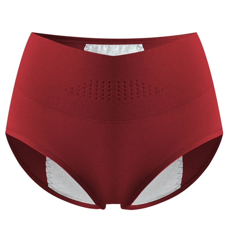NOUVEAU RICHE Damen Auslaufsichere Menstruationshöschen Hoher Taille L4XL Weinrot