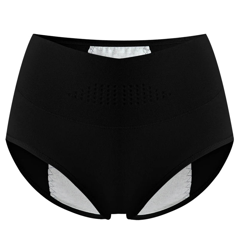 NOUVEAU RICHE Damen Auslaufsichere Menstruationshöschen Hoher Taille L4XL Schwarz